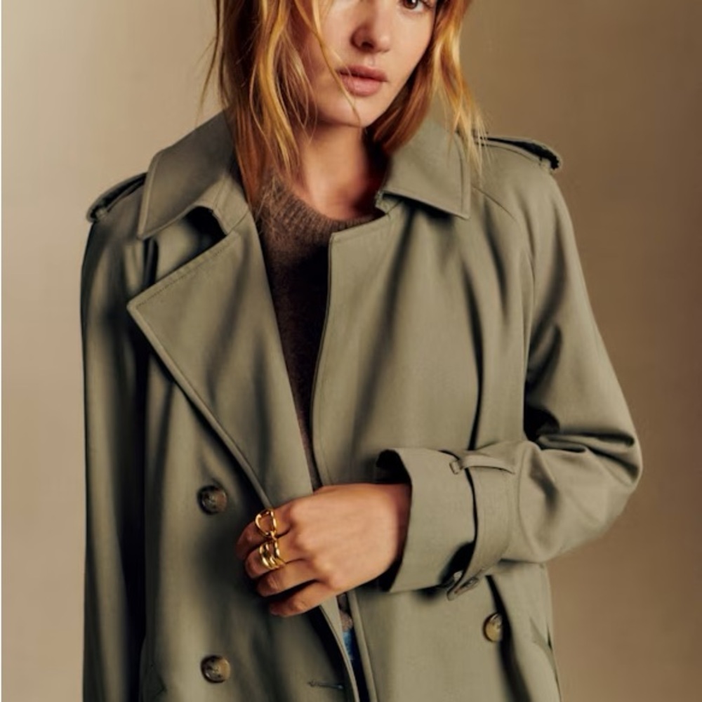 Sezane Olive Green Trench Coat